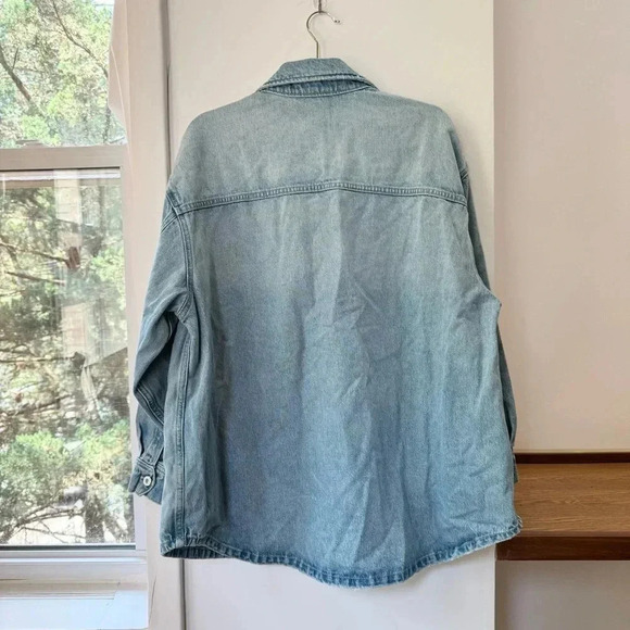 New Favorite Daughter The David Shacket Denim Jean Button Down Blue Large - Picture 7 of 17